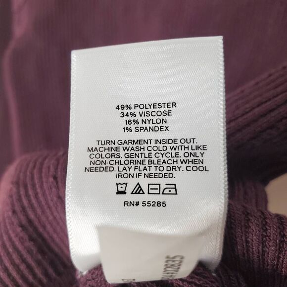 Express Novelty Button Long Sleeve Turtle Neck Pullover Sweater Burgundy Medium - Picture 9 of 14